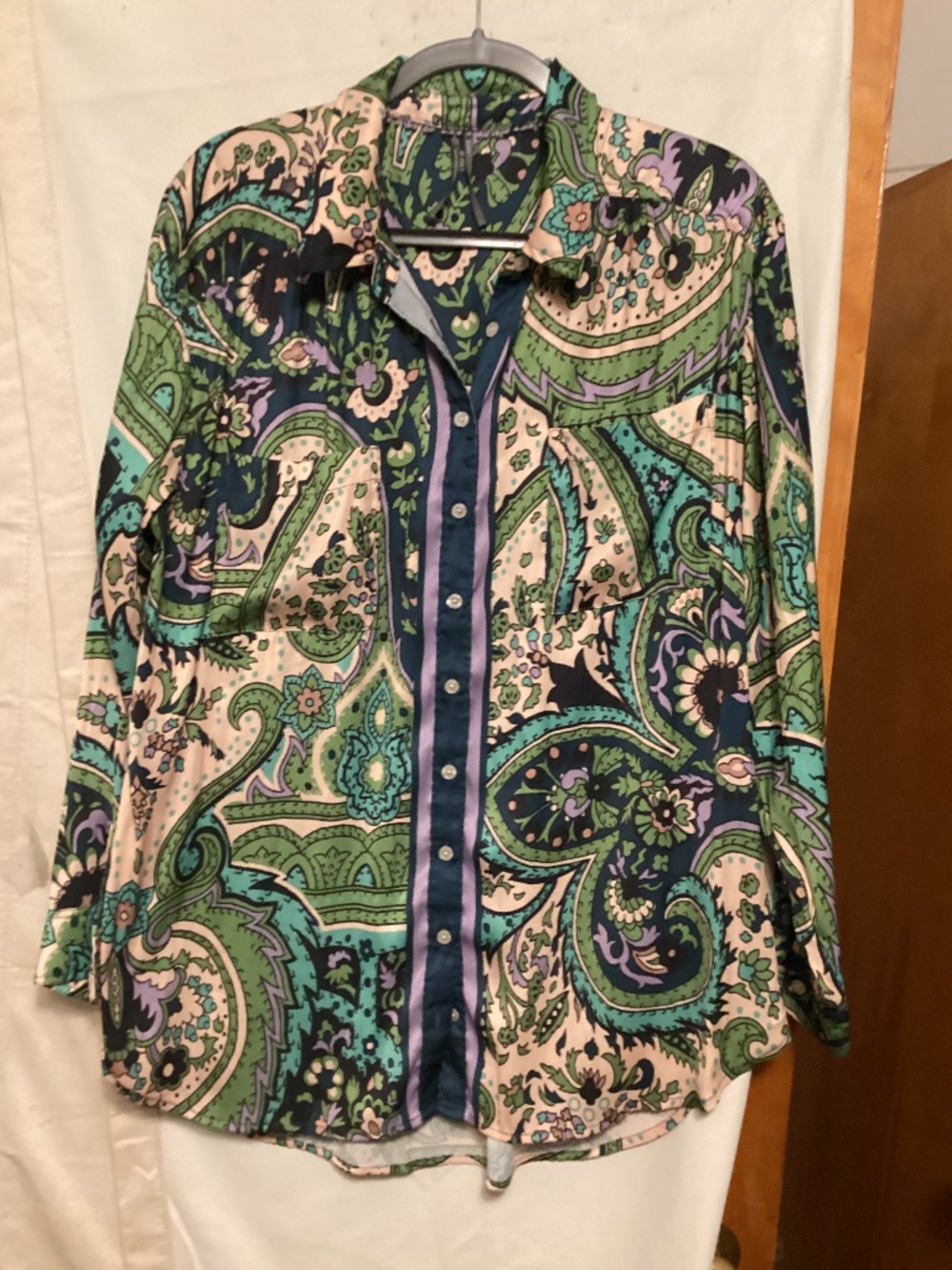 By Anthropologie mutlcolred printed boho chic loose fit blouse SZ XL